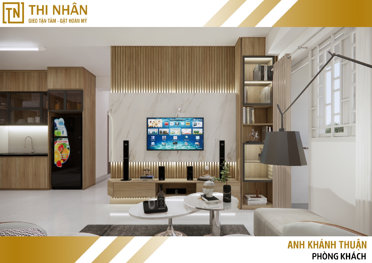 Thiết Kế 3D Nội Thất Căn Hộ Tại Cần Thơ: Giải Pháp Bố Trí Không Gian Trực Quan 18 Thiết kế 3D phòng khách chung cư