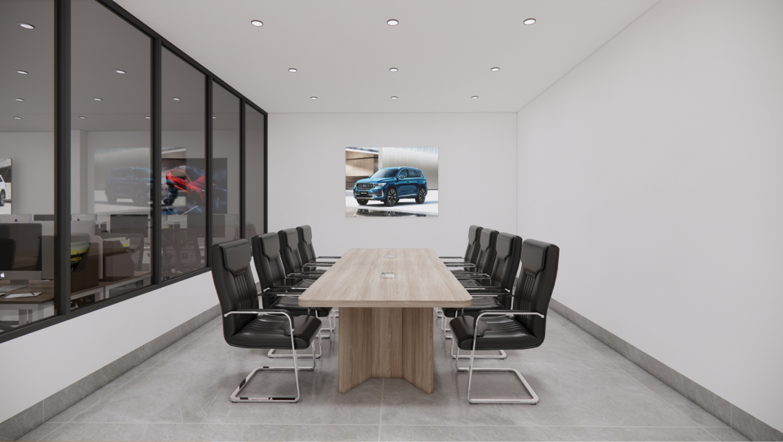 Thi Công Nội Thất Cần Thơ Trọn Gói: Dự Án Showroom Ô Tô Geely Từ Bản Vẽ 3D Đến Thực Tế 73 Toàn cảnh 3D showroom Geely Cần Thơ