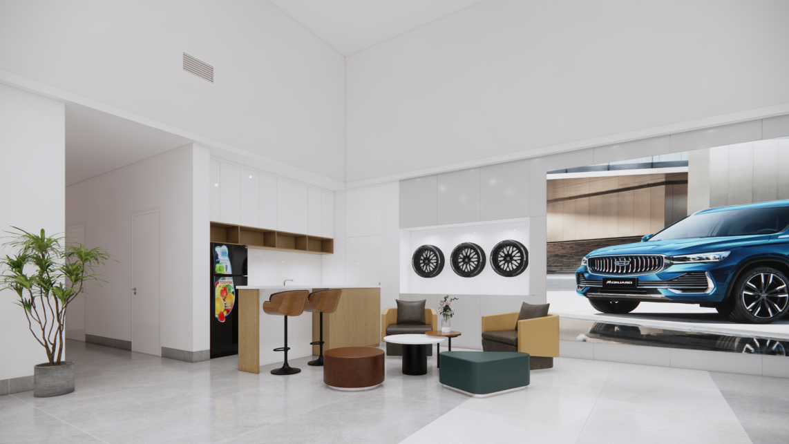 Thi Công Nội Thất Cần Thơ Trọn Gói: Dự Án Showroom Ô Tô Geely Từ Bản Vẽ 3D Đến Thực Tế 85 Bản vẽ 3D Showroom Geely 13