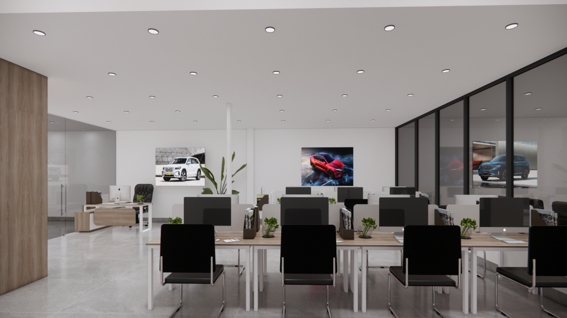 Thi Công Nội Thất Cần Thơ Trọn Gói: Dự Án Showroom Ô Tô Geely Từ Bản Vẽ 3D Đến Thực Tế 88 Bản vẽ 3D Showroom Geely 16