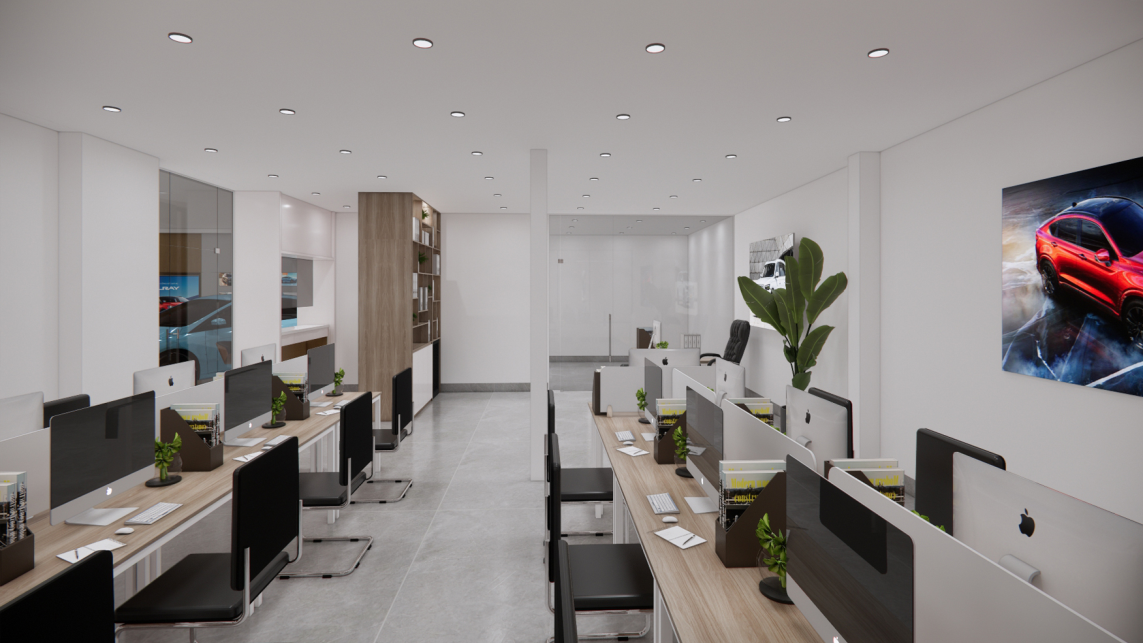 Thi Công Nội Thất Cần Thơ Trọn Gói: Dự Án Showroom Ô Tô Geely Từ Bản Vẽ 3D Đến Thực Tế 90 Bản vẽ 3D Showroom Geely 18