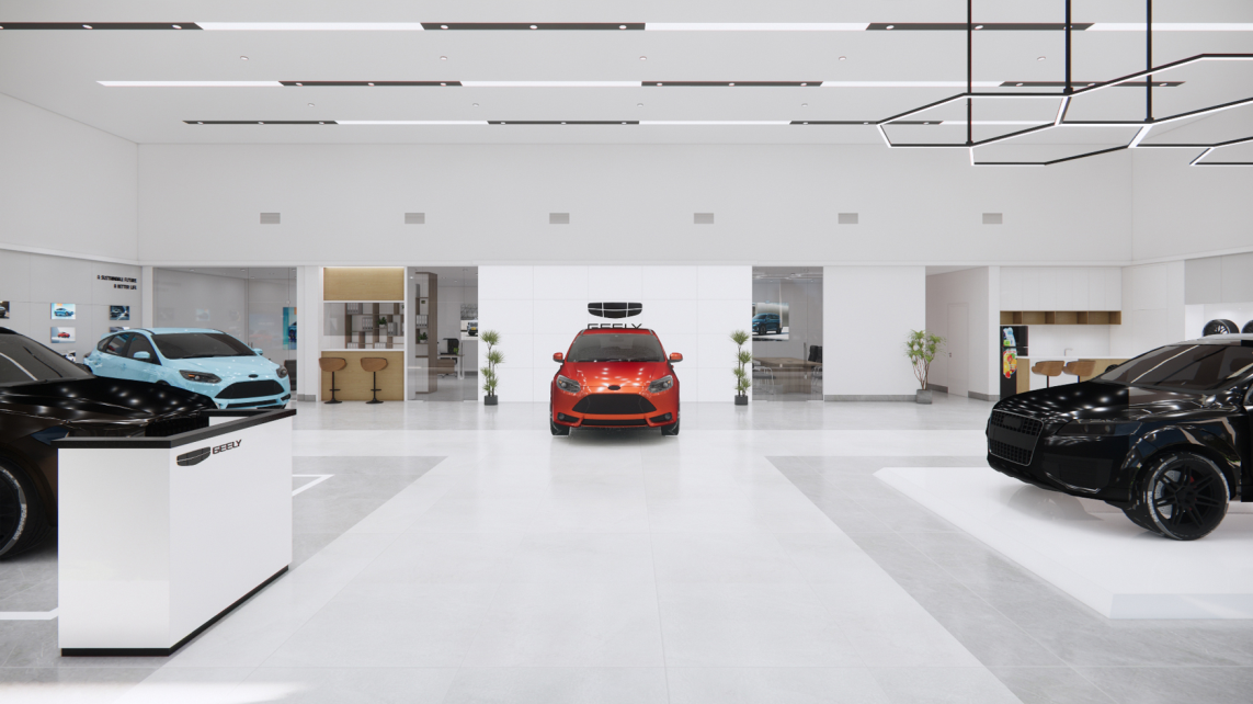 Thi Công Nội Thất Cần Thơ Trọn Gói: Dự Án Showroom Ô Tô Geely Từ Bản Vẽ 3D Đến Thực Tế 75 Bản vẽ 3D Showroom Geely 3