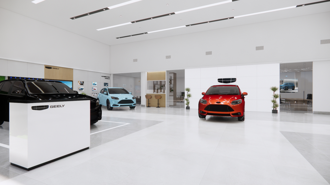 Thi Công Nội Thất Cần Thơ Trọn Gói: Dự Án Showroom Ô Tô Geely Từ Bản Vẽ 3D Đến Thực Tế 76 Bản vẽ 3D Showroom Geely 4
