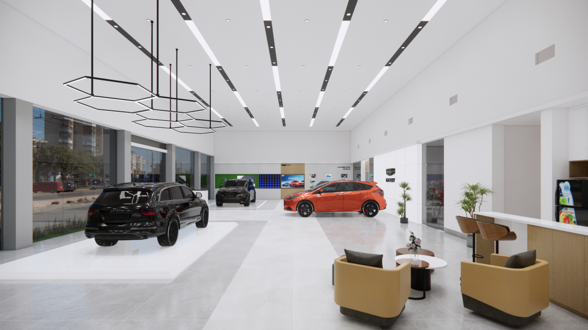 Thi Công Nội Thất Cần Thơ Trọn Gói: Dự Án Showroom Ô Tô Geely Từ Bản Vẽ 3D Đến Thực Tế 78 Bản vẽ 3D Showroom Geely 6