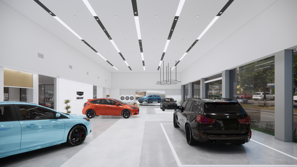 Thi Công Nội Thất Cần Thơ Trọn Gói: Dự Án Showroom Ô Tô Geely Từ Bản Vẽ 3D Đến Thực Tế 81 Bản vẽ 3D Showroom Geely 9