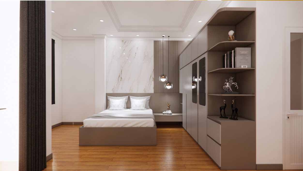 Thi Công Nội Thất Cần Thơ Trọn Gói: Hành Trình Biến Bản Vẽ 3D Phòng Ngủ Thành Thực Tế 35 Chi tiết kệ tivi phòng ngủ 3D
