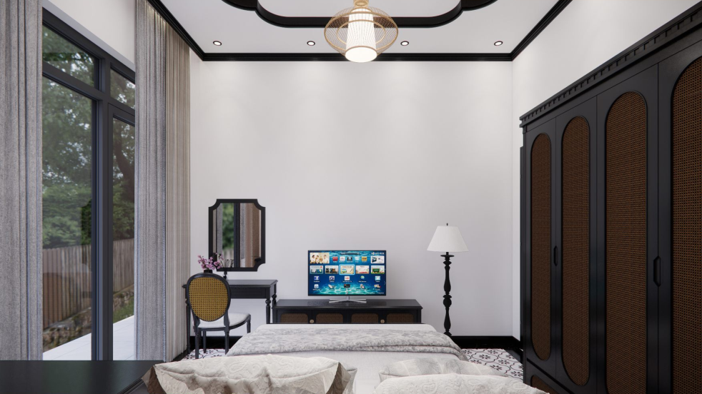 Thi Công Nội Thất Cần Thơ Trọn Gói: Không Gian Nhà Ở Đậm Chất Indochine Qua Bản Vẽ 3D 59 Thiết kế phòng ngủ Master