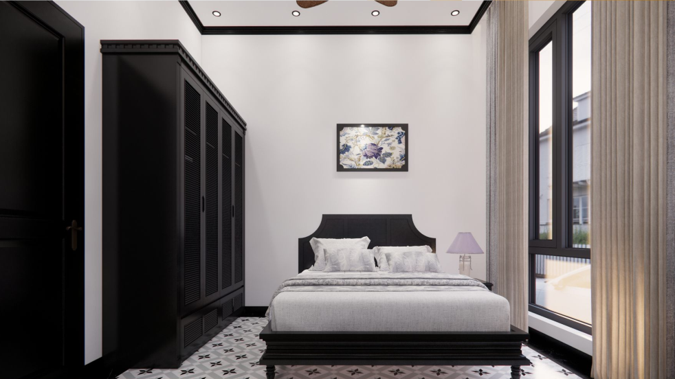 Thi Công Nội Thất Cần Thơ Trọn Gói: Không Gian Nhà Ở Đậm Chất Indochine Qua Bản Vẽ 3D 60 Góc bàn trang điểm