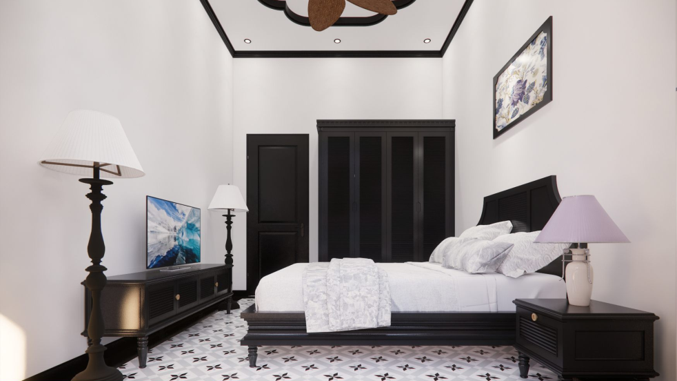 Thi Công Nội Thất Cần Thơ Trọn Gói: Không Gian Nhà Ở Đậm Chất Indochine Qua Bản Vẽ 3D 61 Tủ quần áo phòng ngủ