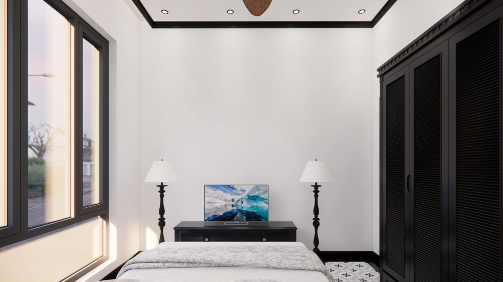 Thi Công Nội Thất Cần Thơ Trọn Gói: Không Gian Nhà Ở Đậm Chất Indochine Qua Bản Vẽ 3D 62 Phòng ngủ phụ Indochine