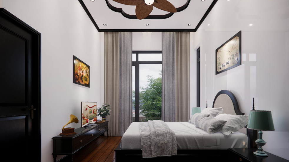 Thi Công Nội Thất Cần Thơ Trọn Gói: Không Gian Nhà Ở Đậm Chất Indochine Qua Bản Vẽ 3D 66 Bố trí khu vực thờ cúng