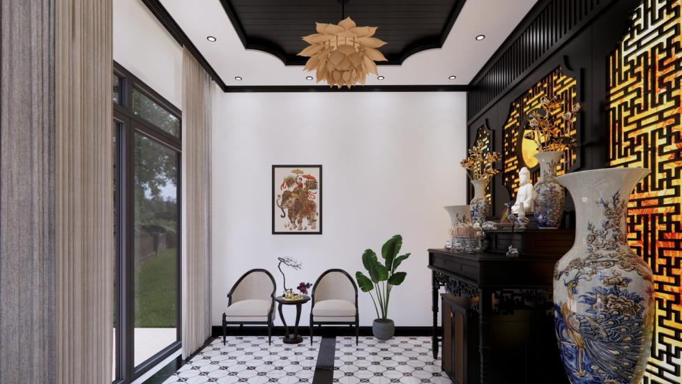 Thi Công Nội Thất Cần Thơ Trọn Gói: Không Gian Nhà Ở Đậm Chất Indochine Qua Bản Vẽ 3D 69 Tổng thể kiến trúc nội thất Cần Thơ