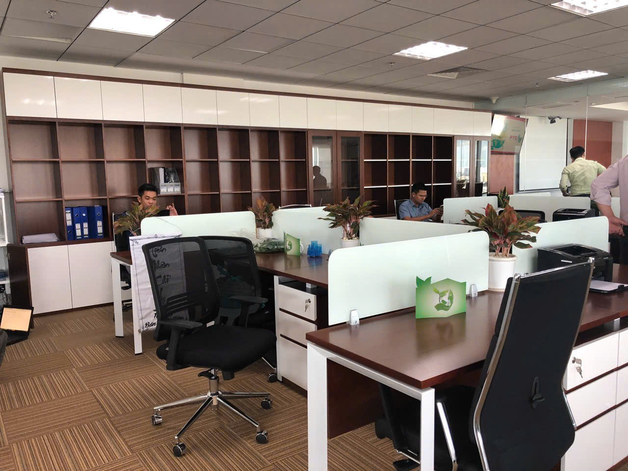 Dự Án Thiết Kế & Thi Công Nội Thất Văn Phòng Phát Tiến – Kiến Tạo Không Gian Làm Việc Hiện Đại 22 Bố trí cây xanh trên bàn làm việc văn phòng mang lại sinh khí